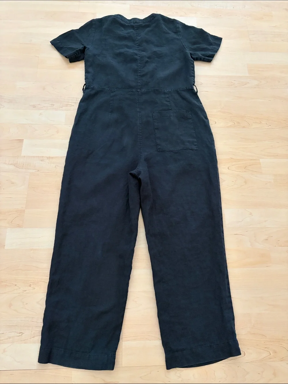 Everlane Black 100% Linen Button Front Wide Leg Jumpsuit Size 4